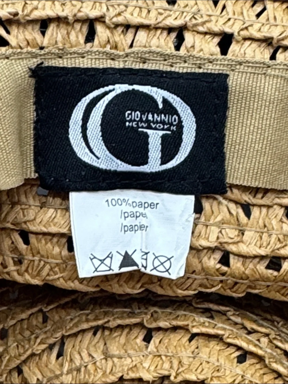 Giovannio Straw Sun Hat with Black Scarf w/Bow